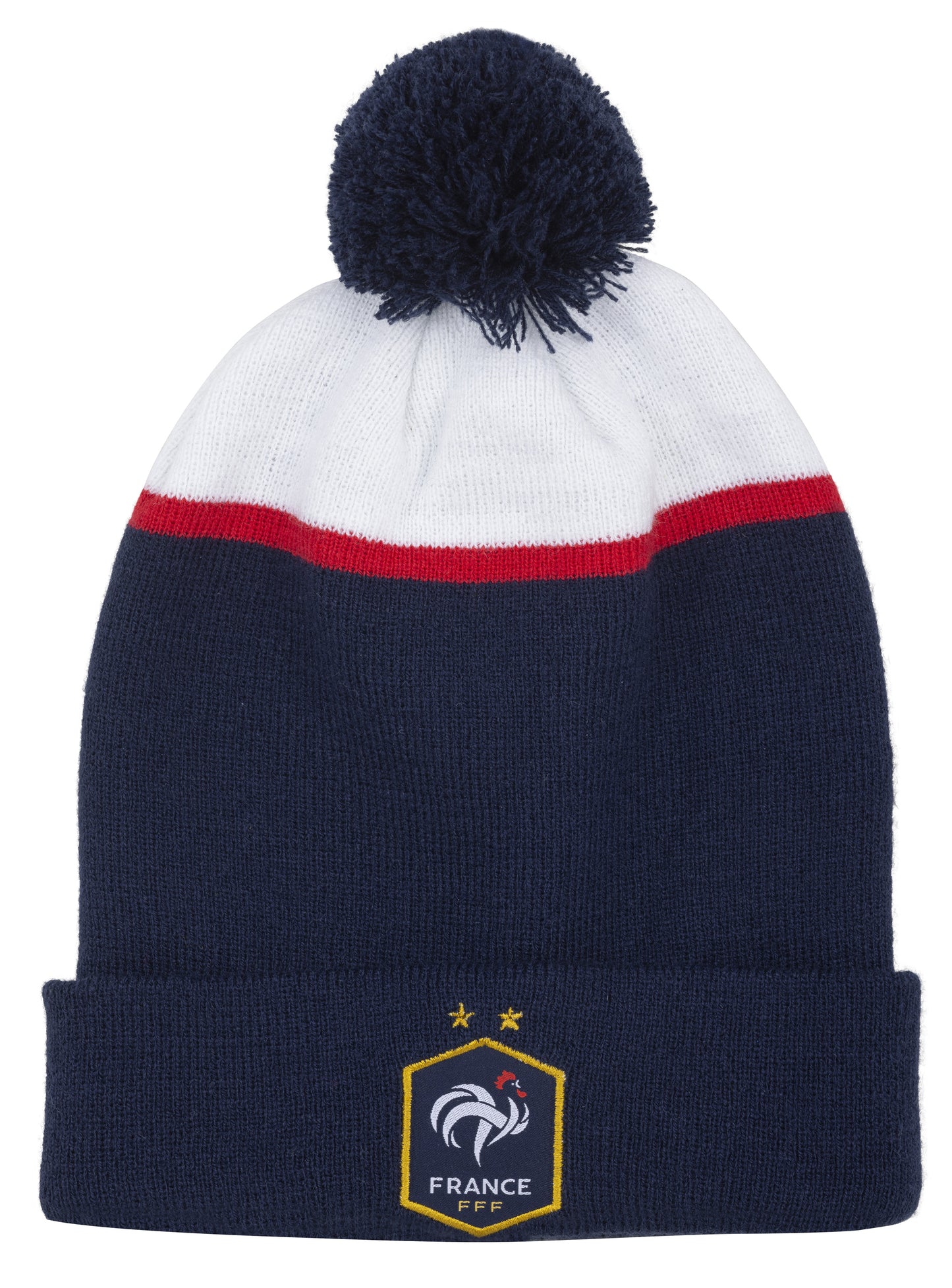 Bonnet Pompon Marine, Rouge et Blanc Equipe De France Adultes Collection Officielle Equipe De France