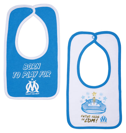 Lot de 2 Bavoirs Bebe Garçon OLYMPIQUE DE MARSEILLE  - Om - Collection Officielle