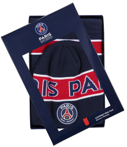 Coffret Bonnet + Echarpe Paris Saint Germain Noir Adultes Collection Officielle Paris Saint Germain