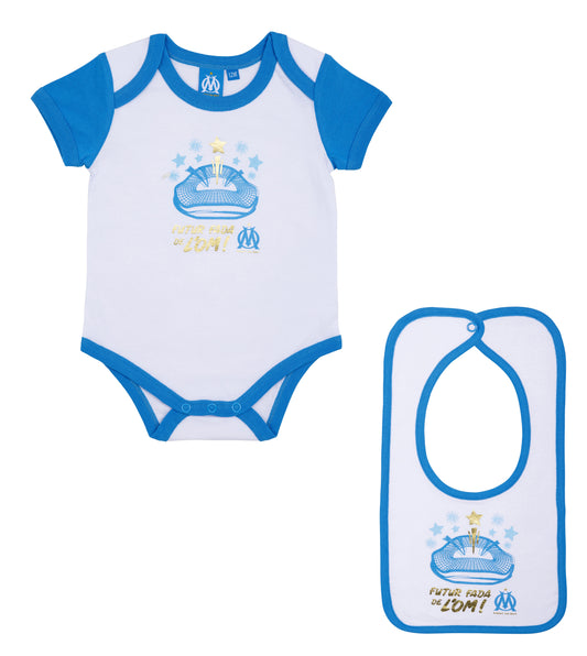Set Body Bavoir Bebe Garçon OLYMPIQUE DE MARSEILLE  - Om - Collection Officielle
