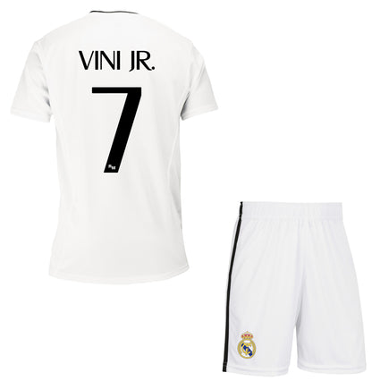 Real Madrid Ensemble Football Maillot Short Real Vinicius Junior Enfants- Collection Officielle