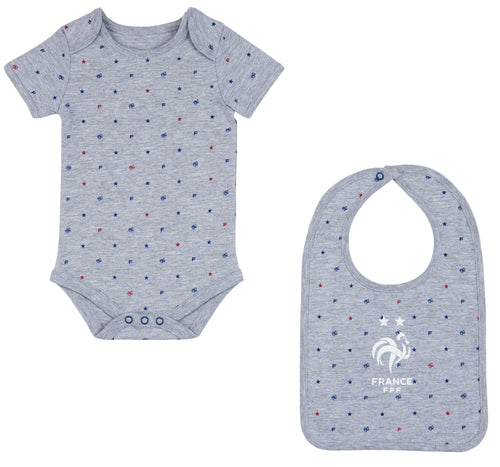 Body + bavoir bébé garçon FFF - Collection officielle Equipe de France de Football