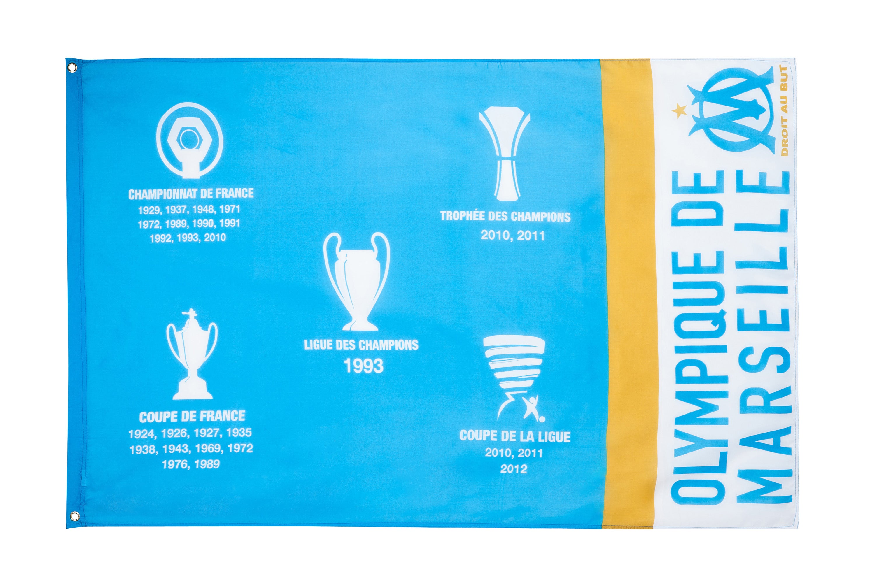Drapeau droit au but OM - Collection officielle Olympique de Marseille -  Taille 140 x 90 cm